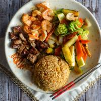 Steak & Shrimp Hibachi Combo · The consumption of raw or undercooked foods such as meat, poultry, fish, shellfish and eggs ...