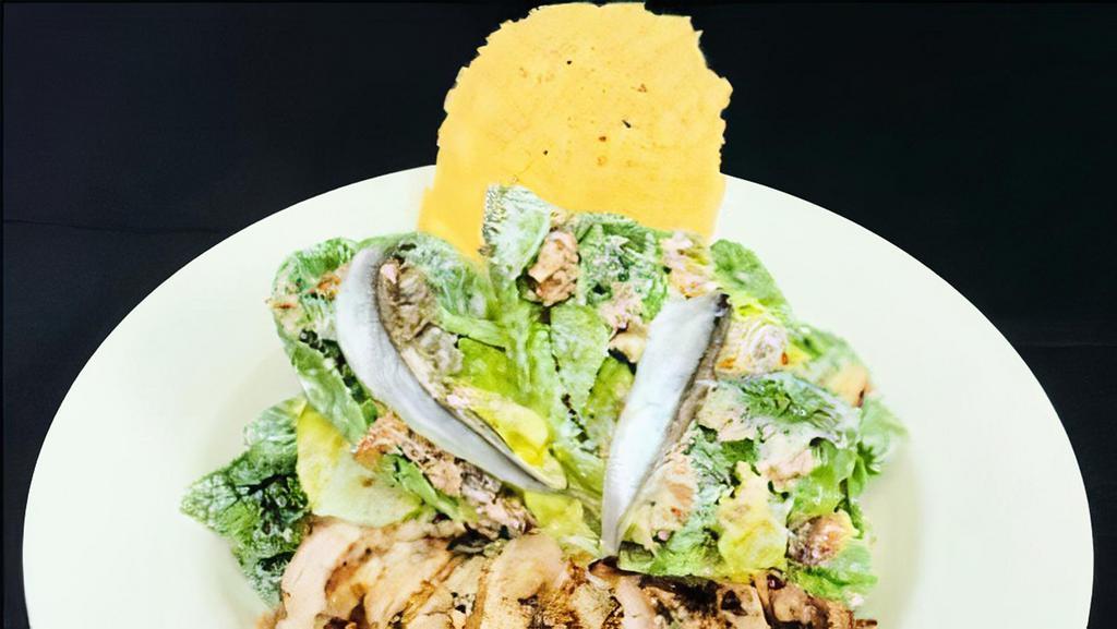 Little Gem Caesar Salad · Little gem romaine lettuce, garlic croutons, parmesan cheese crisp, caesar dressing. 450 calories.