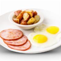 Candian Bacon & Eggs - Online · A choice of sausage patty or links and 2 eggs any style. Served with buttermilk pancake or t...