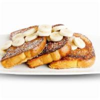 Banana Brown Sugar French Toast · 3 slices of French toast with banana and brown sugar.