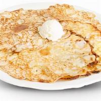 Kids Mini 49Ers · Four mini thin, light & delicious pancakes. Butter & syrup.