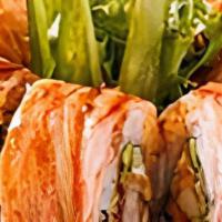 Groupie Roll · Spicy tuna, shrimp tempura, cream cheese, avocado and cucumber topped with crab stick, spicy...