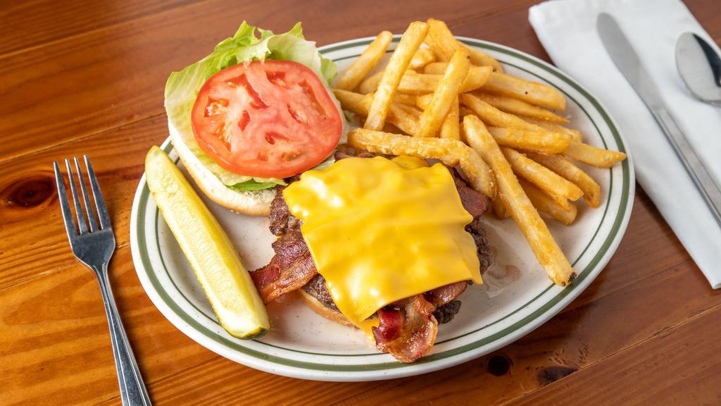 Bacon Cheeseburger · Topped with chopped bacon and american cheese.
