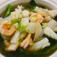 Seafood Tofu Soup · Shrimp, scallop, squid, tofu, soup