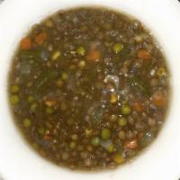 Lentil Soup · Made with green lentils and vegetables. Vegan.