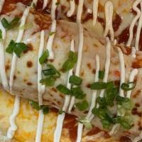 Gogo Ground Beef Burrito · Twelve inches flour tortilla stuffed with ground beef  ,Mexican beans, rice, avocado, pico d...