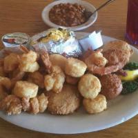 Trio: Choose Any Three · Shrimp, pollock, crab cakes, clam strips, scallops, or chicken strips.