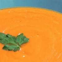 Pumpkin Soup · Creamy pumpkin soup made with fresh vegetables; pumpkin, onion, and garlic.