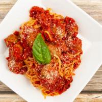 Spaghetti With Meatballs  · Spaghetti with tomato sauce and meatballs.