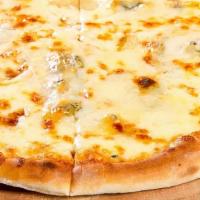 Pizza Four Cheese · Mozzarella, gorgonzola, ricotta, and parmigiano.