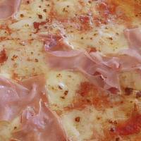 Pizza Cooked Ham · Tomato Sauce, mozzarella cheese, and cooked ham.