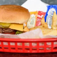 The Classic Cheese Burger  · The Classic Burger with American cheese, lettuce, tomato, pickles, onion, mustard, mayo, and...