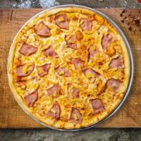 Hawaii Haven Pizza  · Pineapples, ham and mozzarella cheese baked on a hand-tossed dough.