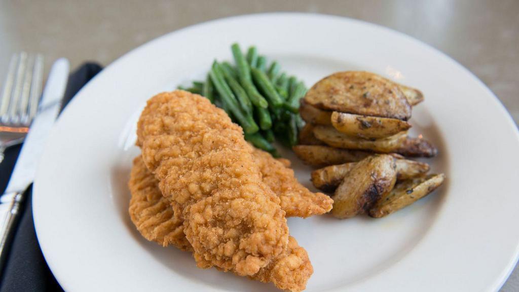 Chicken Tenders · 600 cal breaded chicken, served with french fries