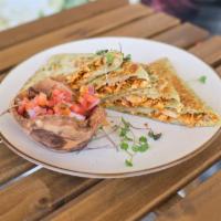Chicken Quesadilla · Whole wheat Wrap, Chicken breast, onions, mozzarella cheese and pico de gallo