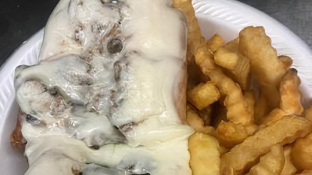 Philly Cheesesteak Sub Or Chicken Breast Philly Sub · Onions & Mushrooms with Melted Mozzarella Cheese.