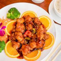 General Tso'S Chicken · Deep fried tender white meat chicken breast with bell pepper and onion tossed in our chef's ...