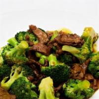 Beef Broccoli · Served with white rice or vegetable fried rice, and egg roll or soda.