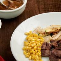 Kids Hibachi Steak* · New York strip steak* and mushrooms teppanyaki grilled to your specification.