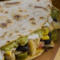 Quesadilla · Start off with our mouthwatering quesadilla, then add your choice of protein, rice, beans an...