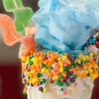 Sweeet. Home. Cotton Candy · White frosting, nerds, cotton candy, sour strips, gummy worms