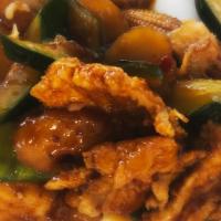 Spicy Garlic Chicken · Spicy. Served with steamed rice.
