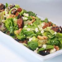 F2O Fig Salad** · Mixed Baby Greens, Golden Raisins, Dried Figs, Candied Walnuts, Blue Cheese Crumbles.. Recom...