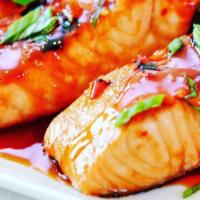Sweet Chili Salmon W/ 2 Sides · 6 oz. Grilled Salmon w/ Sweet Chili sauce and 2 sides