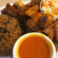 Griot (Fried Pork) · Spicy seasoned and marinated cubed pork shoulder fried to perfection.