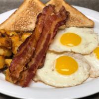 Ny Diner Brkfst · 3 eggs any style, homefries, white toast with butter, choice of bacon, ham or sausage