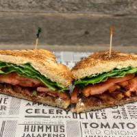 Blt · toasted white bread, apple smoked bacon, green leaf lettuce, sliced tomatoes, mayo