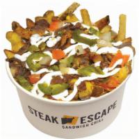 Feisty Amigo Fries · Grilled steak, jalapenos, white American cheese, and Mexican seasonings. Topped with pico de...