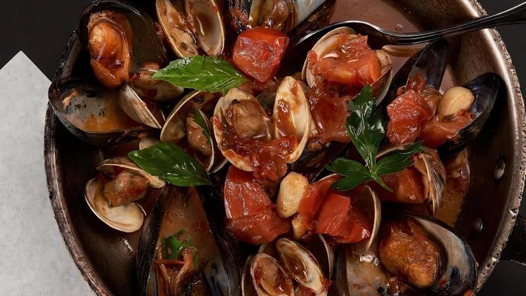 Clams & Mussels · Angelo's spicy marinara sauce, fresh basil