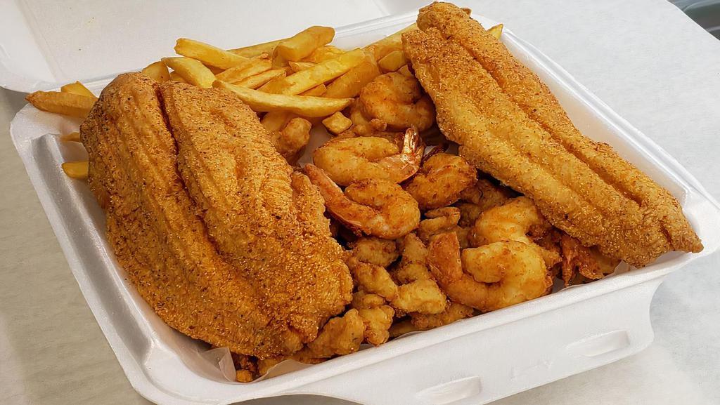 Combo 5 · Your choice of two fish, fried conch, and choice of side
