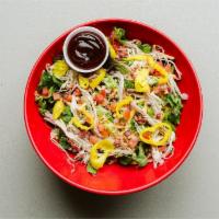 Bbq Salad · Memphis BBQ Fest Champion pulled pork, bacon, roasted onions, banana peppers, roma tomatoes,...