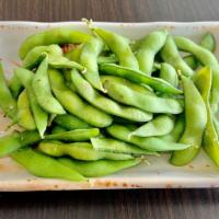 Edamame · Steamed salted soybean with pod.