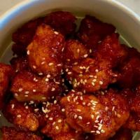 Gochoo Chicken · crunchy Korean fried chicken bites. Chicken Gangjeong. sweet and spicy