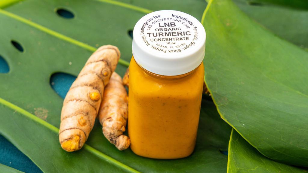 Turmeric Shot · 2oz Turmeric Concentrate Shot. 10,000MG whole root turmeric per ounce. Mix with any milk for a delicious Golden Milk. INGREDIENTS: Turmeric, Ginger, Honey, Black Pepper, Lemongrass