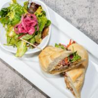 Bahn Mi Mexico · Marinated and grilled all-natural chicken, chipotle aioli, house-made escabeche, cucumber, j...