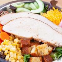 Farmer'S Salad · Fresh cut lettuce mix topped with your choice of Turkey, Brisket or Pork smoked corn and car...
