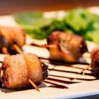 Bacon & Blue Cheese Dates · Wrapped gourmet bacon date stuffed with blue cheese.