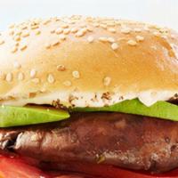 Veggie Burger · portobello,letucce,tomato,onions,rugula,spinach and vinagrette sauce / portobello,lechuga , ...
