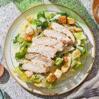 Chicken Caesar Salad · Grilled chicken over romaine lettuce with Parmesan cheese, savory croutons, and Caesar dress...