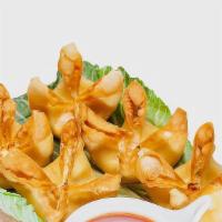 Bkk Crab Rangoon · Deep fried imitation crab and cream cheese filled in wonton skin served with pineapple sauce