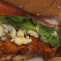 Buffalo Bleu Chicken  · Juicy breast tossed in homemade Buffalo sauce topped with bleu cheese crumbles, lettuce, and...