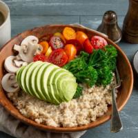 Vegan’S Choice · Oatmeal, mushroom, broccoli, avocado, warm cherry tomato, and balsamic vinegar