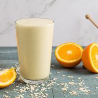 Citrus Blast · Orange Juice, Orange Zest, Almond Milk, Greek Yogurt, Honey, Oats.