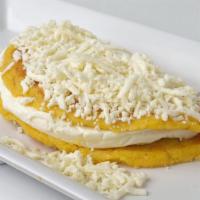Queso De Mano Cachapa · Traditional Venezuelan sweet corn meal pancake with soft white cheese