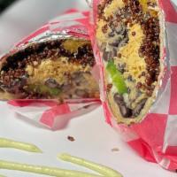 Supreme Wrap · Shredded chicken, red Quinoa, black beans, sweet plantains, shredded white cheese and jalape...