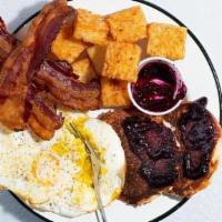Hero Breakfast · 2 eggs, hash browns, choice of meat, toasted HERO bun with jam Choose Bacon, patty sausage o...
